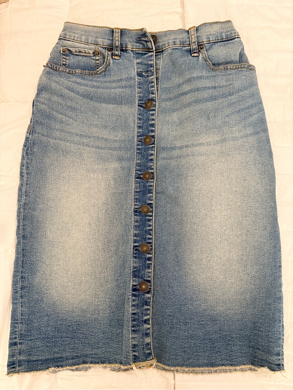 Abercrombie & Fitch Classic Button-Front Denim Skirt - Light Blue
